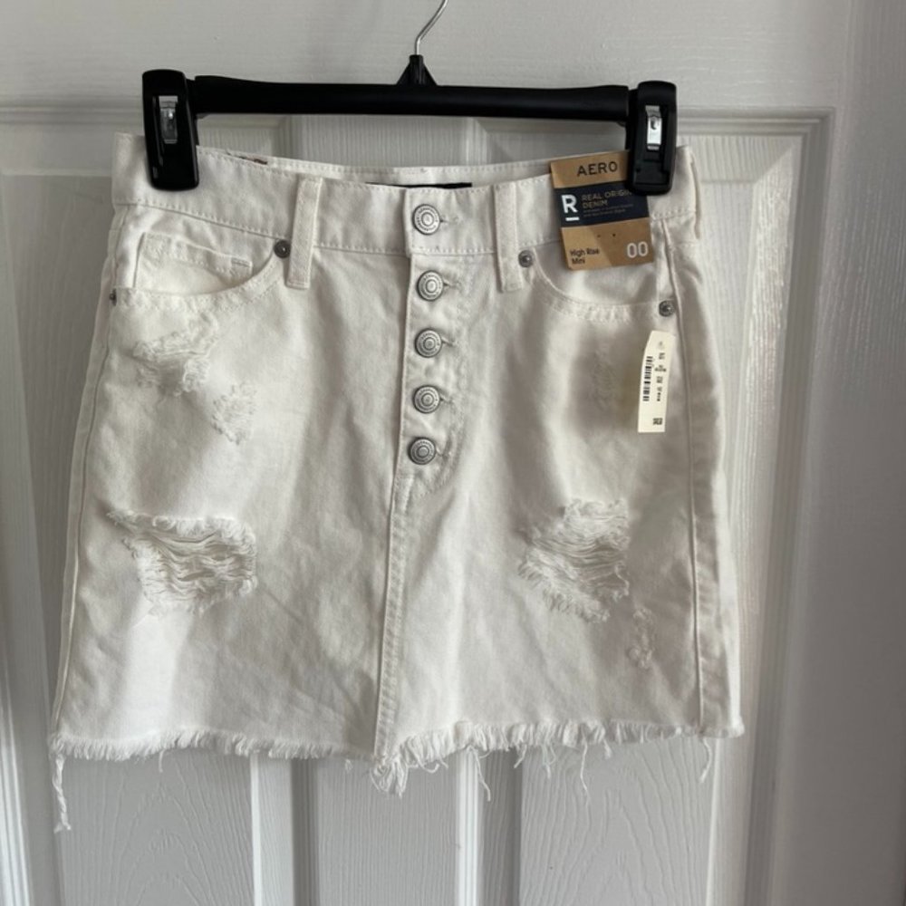 Aero High Rise Mini Denim Skirt NWT